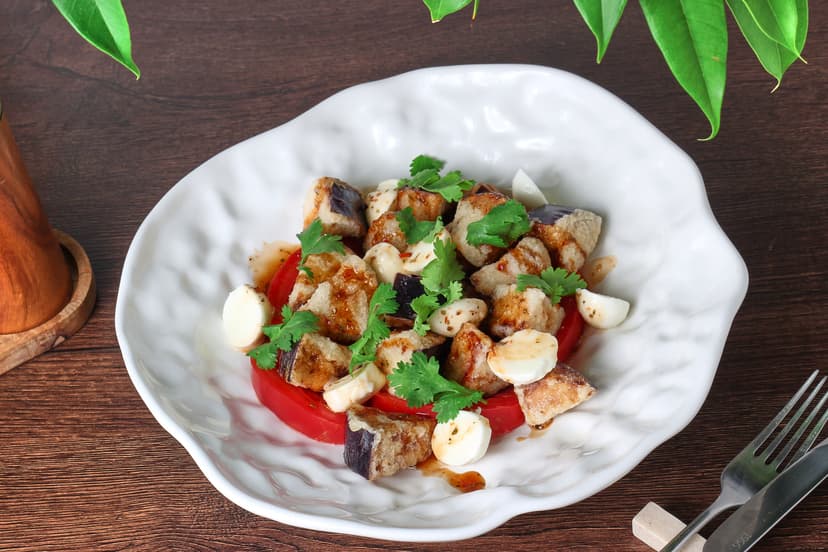 С хрустящими баклажанами